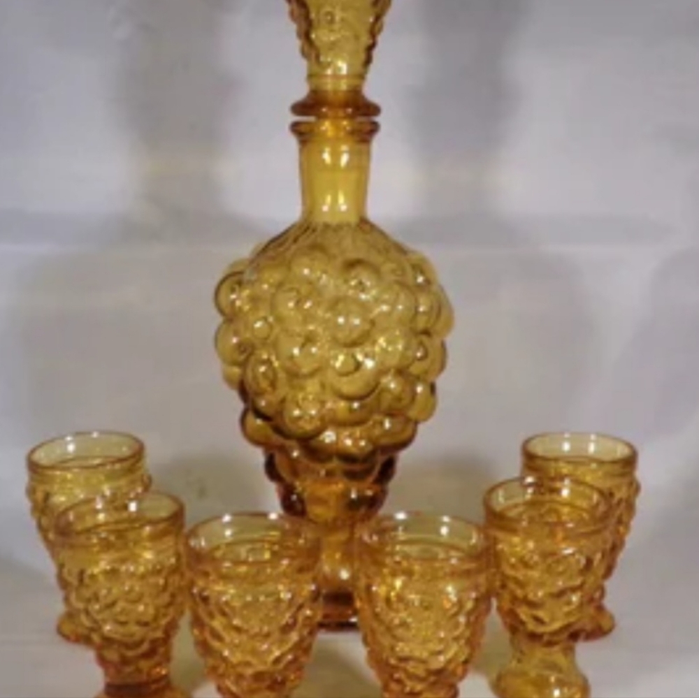 Amber🍇decanter 6 glasses